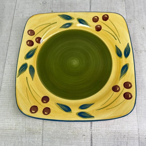 Maxam Sonoma Tuscan TUSCANY Olive Green Center Square Ceramic Salad Plates Set 6 - Picture 8 of 16